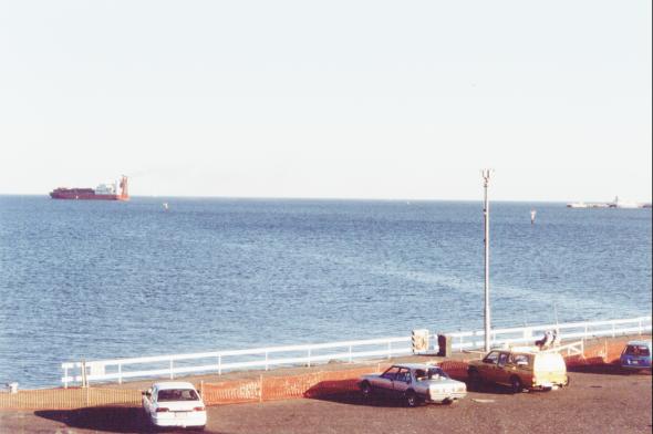 Ship leaving port, Melbourne